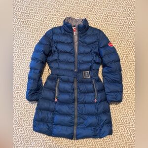 Colmar Women’s Puffer Parka Coat Jacket Warm Winter Belted Outerwear Size L Blue